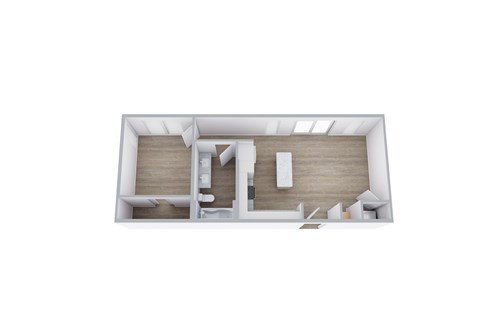 Floor plan for 1 bed, 1 bath, 592 sqft