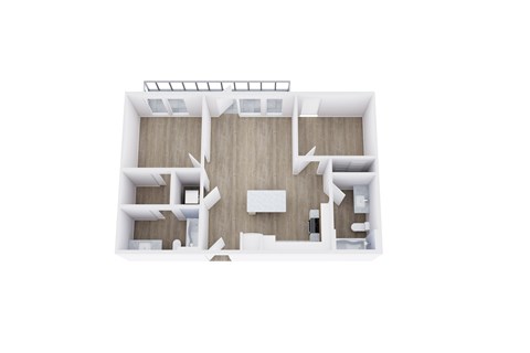 Floor plan for 2 beds, 2 baths, 827 sqft