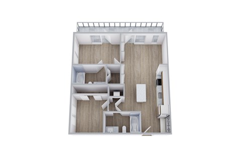 Floor plan for 2 beds, 2 baths, 840 sqft
