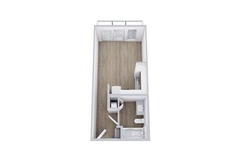 Floor plan for studio, 1 bath, 344 sqft