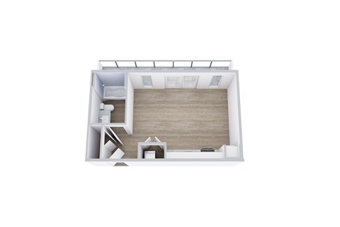 Floor plan for studio, 1 bath, 400 sqft