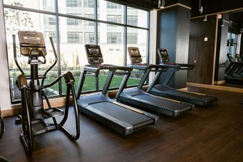 Gym with treadmills
