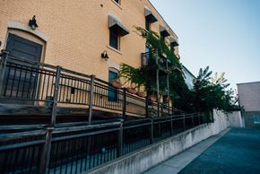 Grand Rapids apartment for rent - ramp to historic apartment building entrance