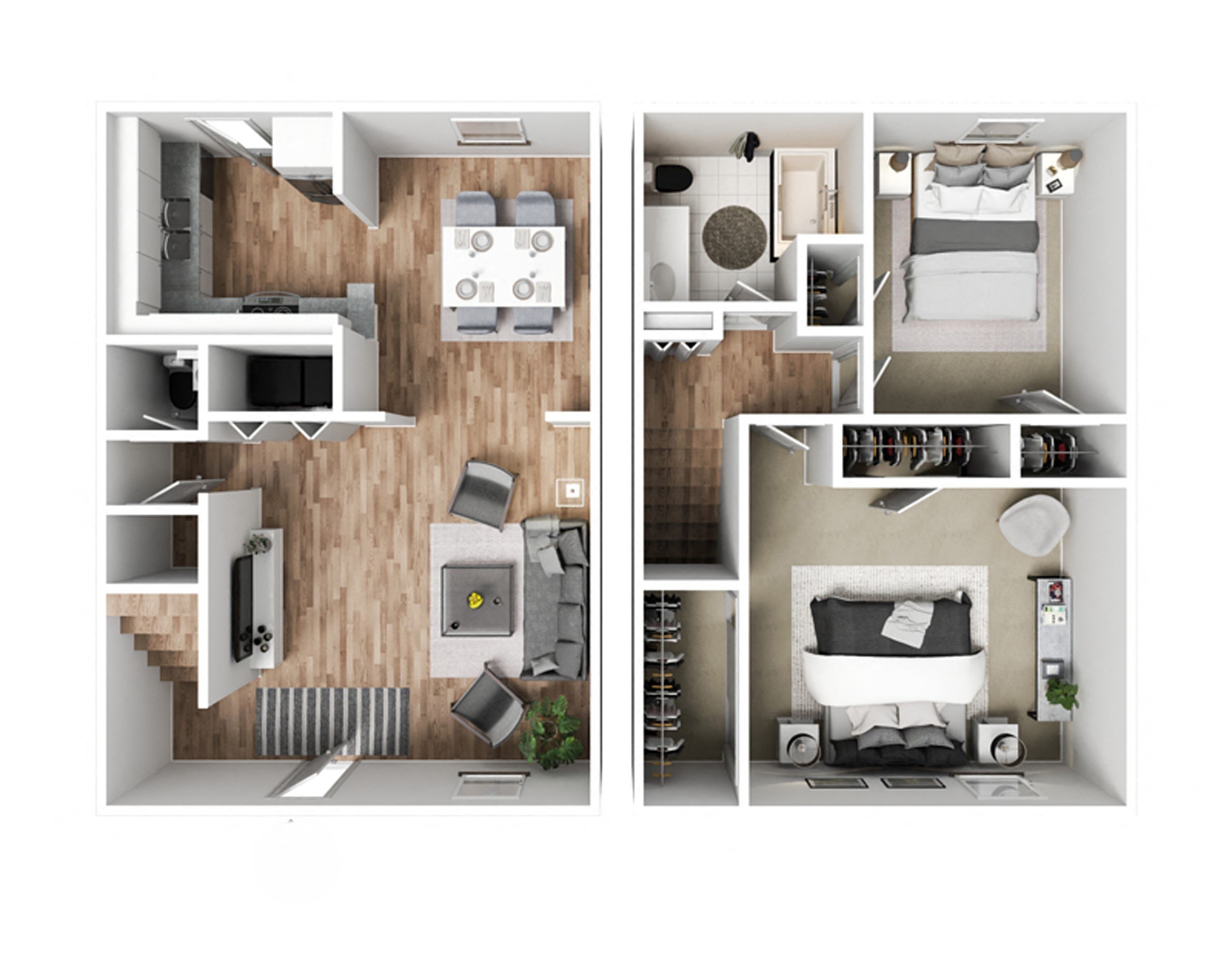 Floor plan for 2 beds, 1.5 baths, 1189 sqft