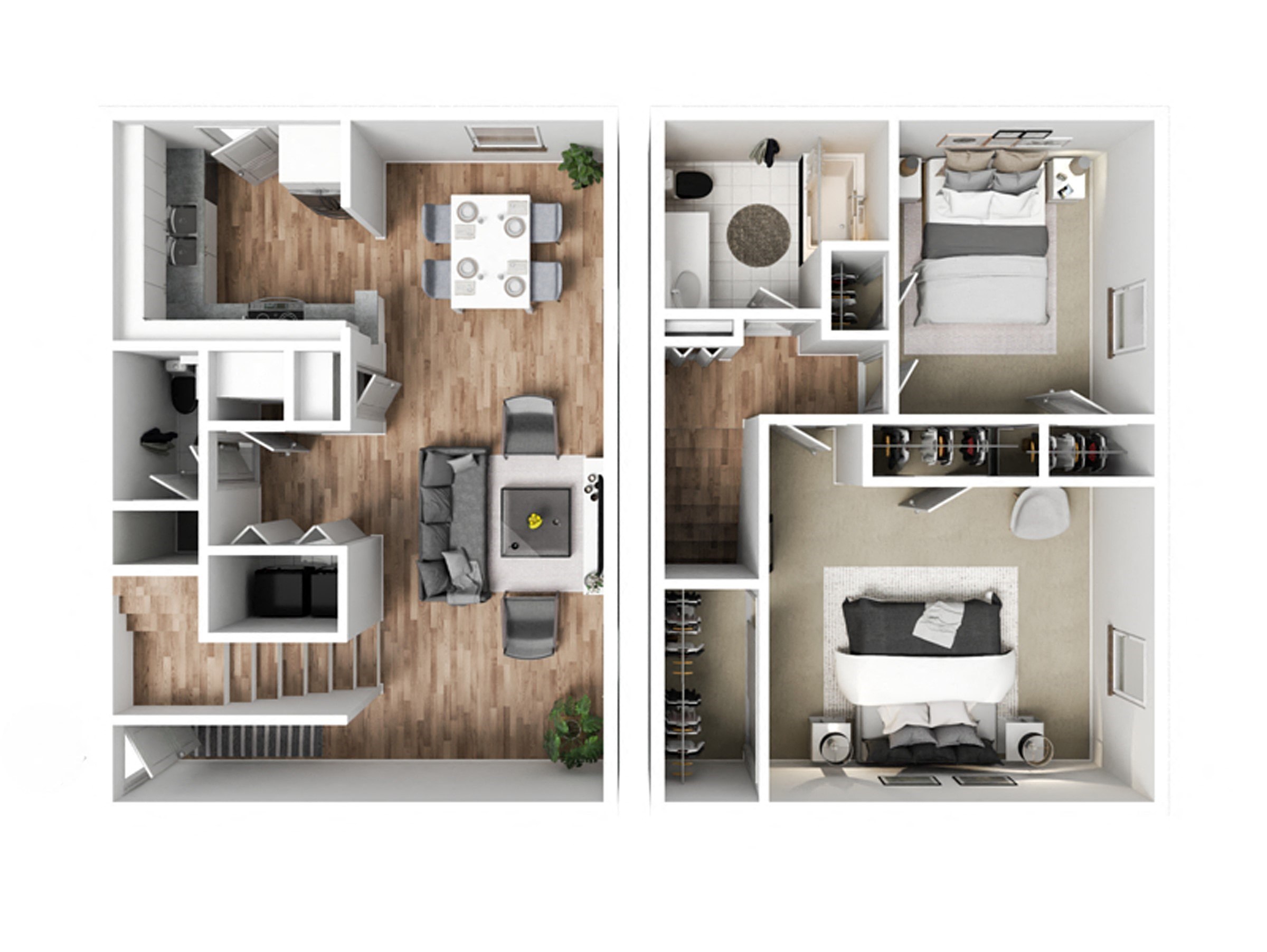 Floor plan for 2 beds, 1.5 baths, 1193 sqft