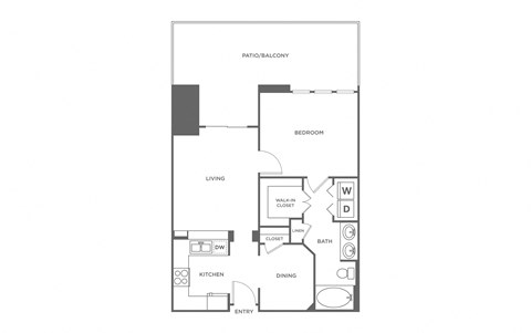 Floor plan for 1 bed, 1 bath, 1154 sqft