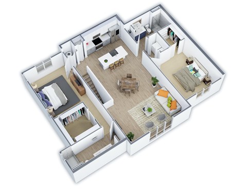 Floor plan for 2 beds, 2 baths, 1480 sqft