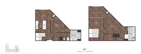 Floor plan for 2 beds, 2 baths, 1457 sqft
