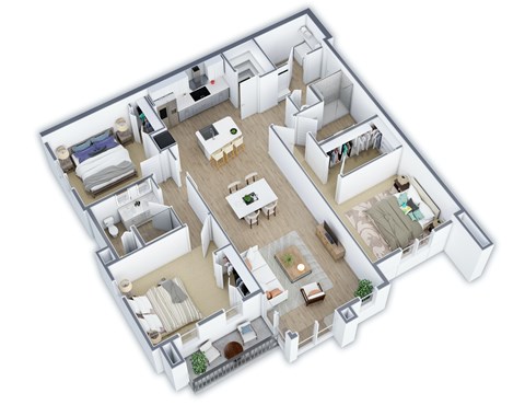 Floor plan for 3 beds, 2 baths, 1452 sqft
