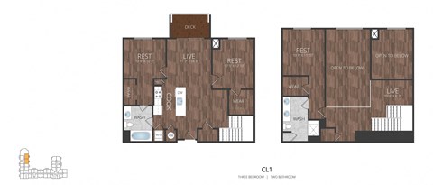 Floor plan for 3 beds, 2 baths, 1509 sqft