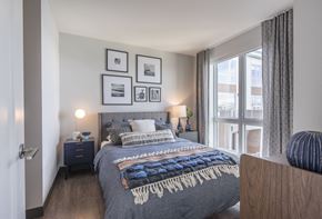 Boston apartment for rent - a bedroom with a large bed and a window
