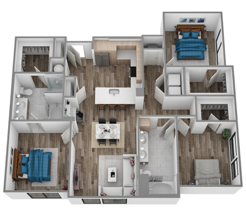 Floor plan for 3 beds, 2 baths, 1469 sqft