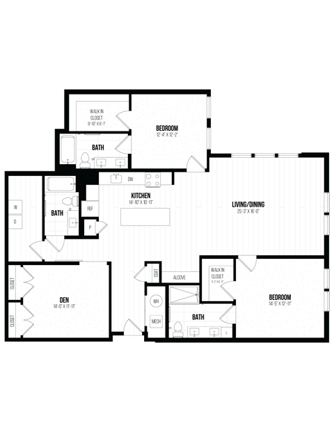 Floor plan for 2 beds, 2 baths, 1818 sqft