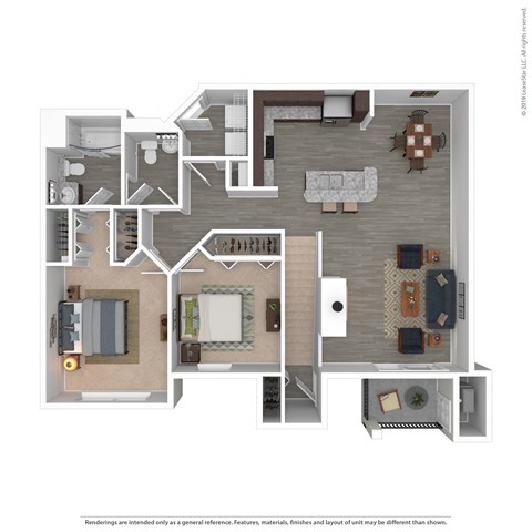 Floor plan for 2 beds, 1.5 baths, 1150 sqft