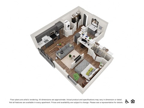 Floor plan for studio, 1 bath, 559 sqft