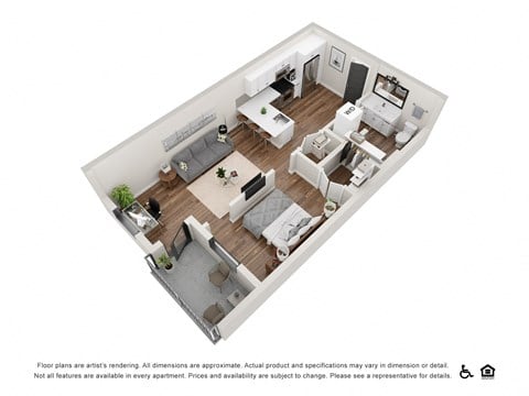Floor plan for studio, 1 bath, 589 sqft