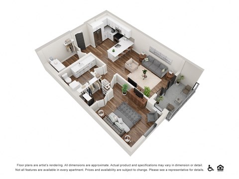 Floor plan for 1 bed, 1 bath, 747 sqft