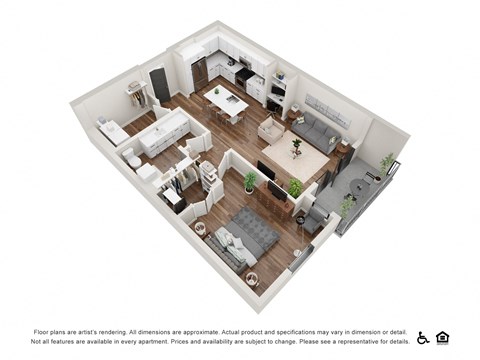Floor plan for 1 bed, 1 bath, 791 sqft
