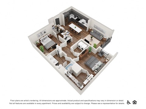 Floor plan for 1 bed, 1 bath, 1051 sqft