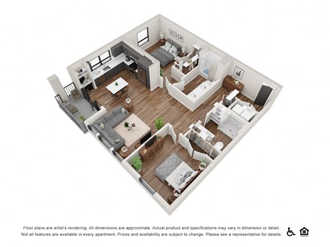 Floor plan for 2 beds, 2 baths, 1146 sqft