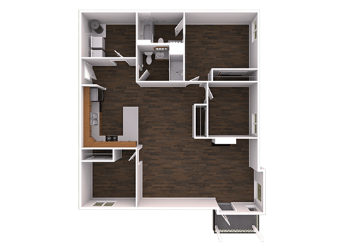 Floor plan for 3 beds, 2 baths, 1280 sqft