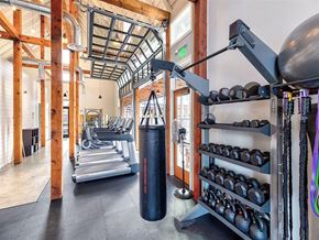Bothell apartment for rent - a gym with weights and a punching bag on a rack