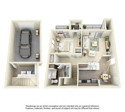 Floor plan for 1 bed, 1 bath, 908 sqft