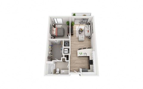 Floor plan for 1 bed, 1 bath, 700 sqft