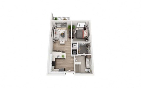 Floor plan for 1 bed, 1 bath, 745 sqft