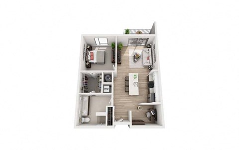 Floor plan for 1 bed, 1 bath, 841 sqft