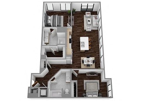Floor plan for 2 beds, 2 baths, 1192 sqft