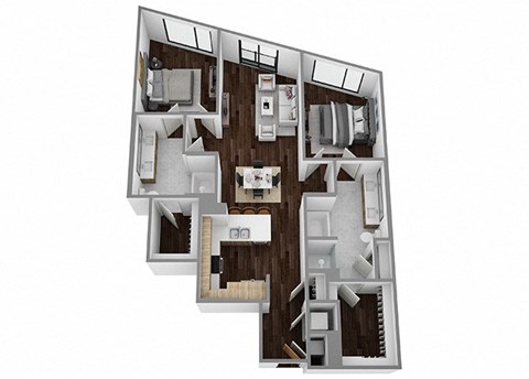 Floor plan for 2 beds, 2 baths, 1206 sqft