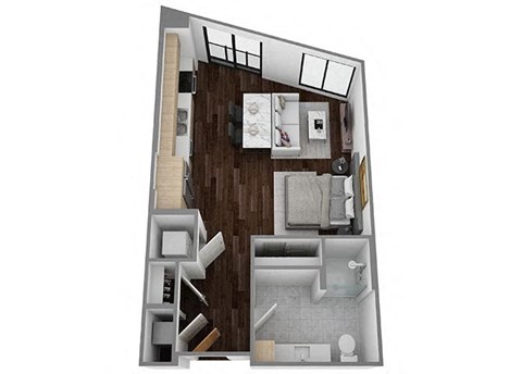 Floor plan for studio, 1 bath, 546 sqft