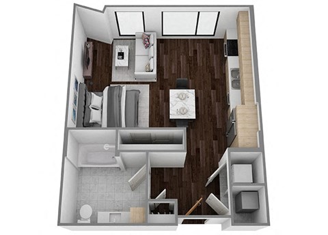 Floor plan for studio, 1 bath, 550 sqft