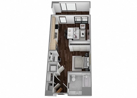 Floor plan for studio, 1 bath, 565 sqft