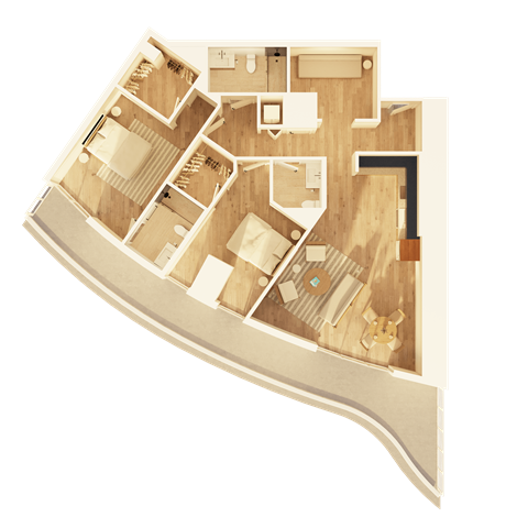 Floor plan for 2 beds, 2 baths, 1346 sqft