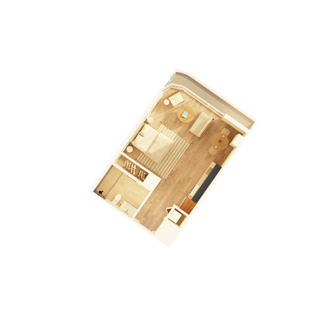Floor plan for studio, 1 bath, 511 sqft