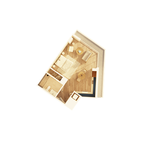 Floor plan for studio, 1 bath, 531 sqft