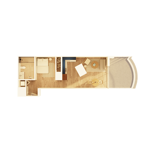 Floor plan for studio, 1 bath, 604 sqft
