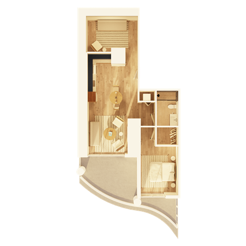 Floor plan for 1 bed, 1 bath, 828 sqft