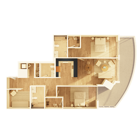Floor plan for 2 beds, 2.5 baths, 1378 sqft