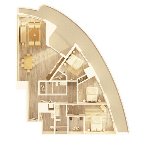 Floor plan for 3 beds, 2 baths, 1585 sqft