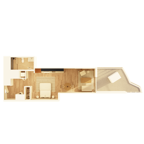 Floor plan for studio, 1 bath, 587 sqft