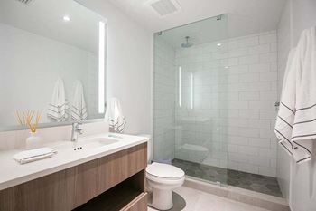 Quartz counters and glass showers
