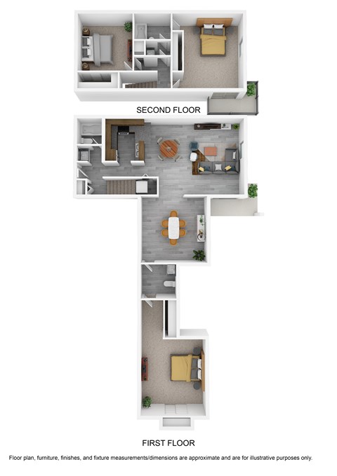 Floor plan for 3 beds, 2.5 baths, 1300 sqft