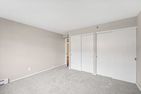 Brookfield apartment for rent - a bedroom with two closets and a carpeted floor