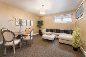 Brookfield apartment for rent - A living room with a dining table and chairs.