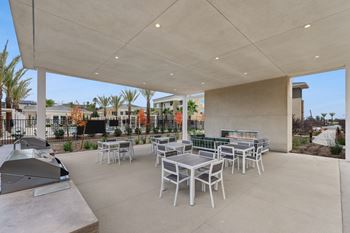 Poolside, gas barbecue grilling stations