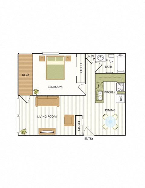 Floor plan for 1 bed, 1 bath, 650 sqft