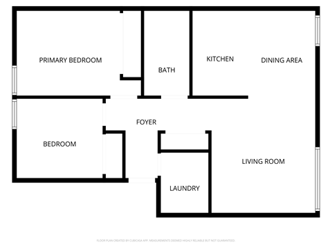 Floor plan for 2 beds, 1 bath, 770 sqft